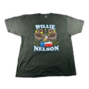 Willie Nelson T-Shirt Men O/S Gray Born For‎ Trouble Eagle Texas Flag Country